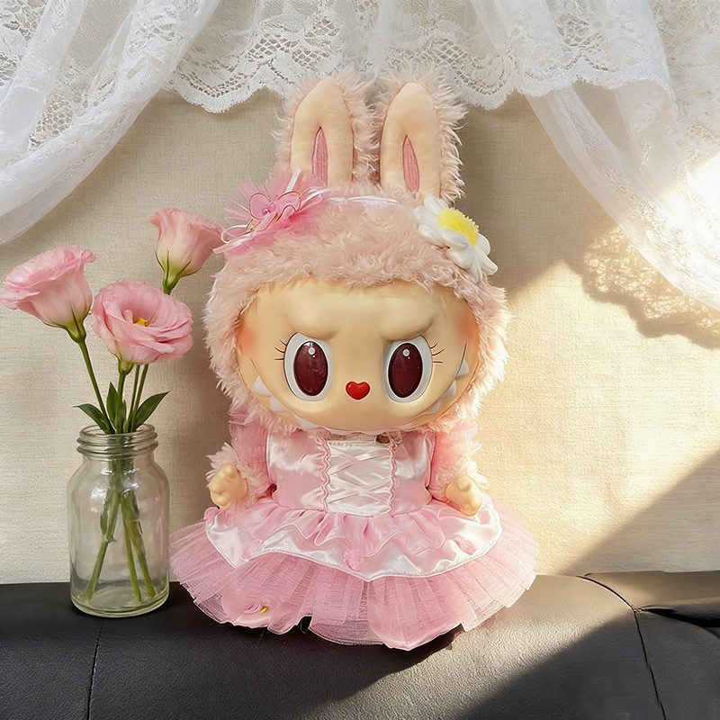 Ropa de muñeca de peluche de vinilo Labubu de 38cm para ropa de muñeca La Bu Time to Chill