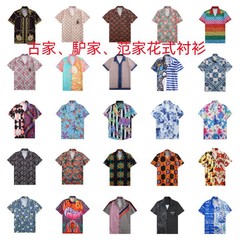 クロスボーダー夏ファッションファッションブランド古家家範家男女同モデル満身花柄プリントビーチ半袖シャツ