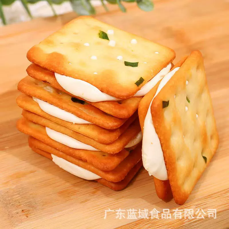 网红牛扎饼干台湾风味夹心牛扎糖香葱苏打饼干厂家