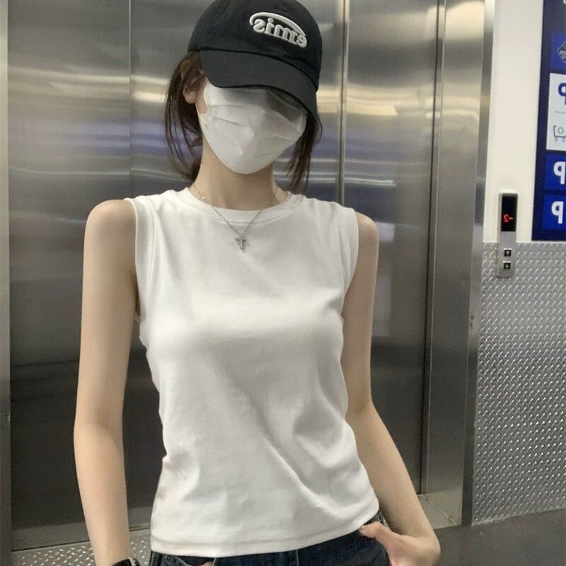 Sleeveless Round Neck T-Shirt for Women, Summer New Style 2026, American Style Sexy Slim-Fit Base Shirt Top Sleeveless Round Neck T-Shirt for Women, Summer New Style 2026, American Style Sexy Slim-Fit Base Shirt Top