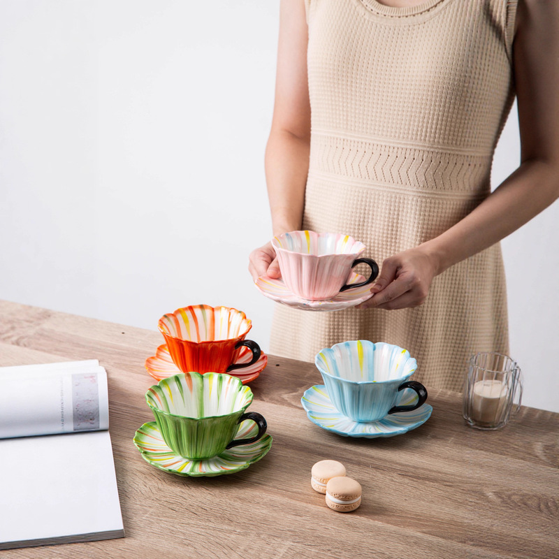 Special Coffee Cup Design, Niche Ladies' High-Looking Latte Cup, Beautiful Ceramic Coffee Cup Set