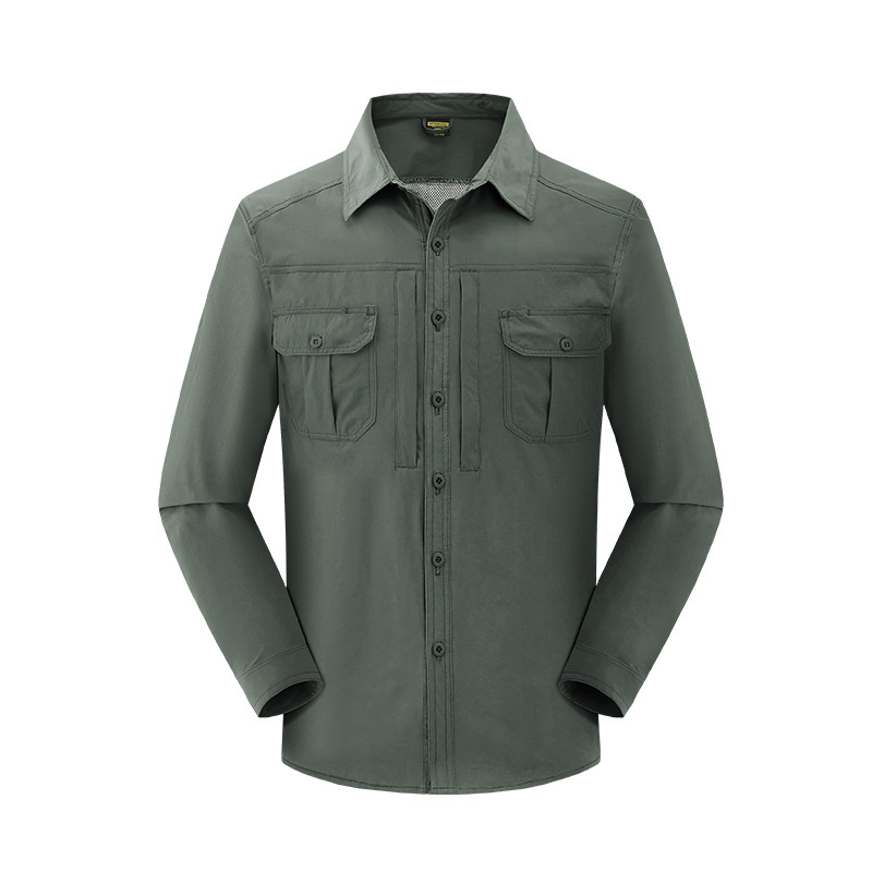 Outdoor Tactical Shirt Men's Quick-drying Long-sleeved Outdoor Hiking Summer Sports Breathable Elastic Men's Fishing Shirt