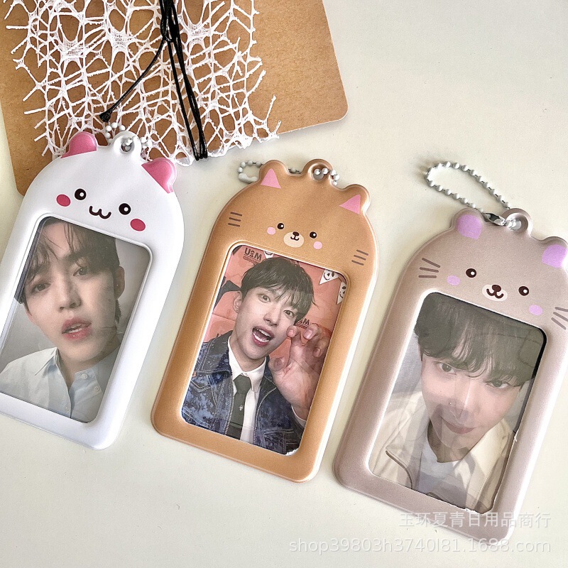 Cartoon animal soft cute 3 inch pvc card set small card campus bus subway high-speed rail ID card storage bag bag pendant