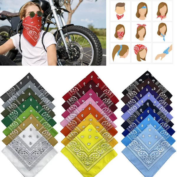 Factory direct supply 21g polyester in stock Amazon cashew flower scarf hip-hop hip-hop square towel changeable square wholesale