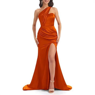 Amazon Europe and the United States foreign trade explosions evening dress split hip single ball dress shoulder sexy dress