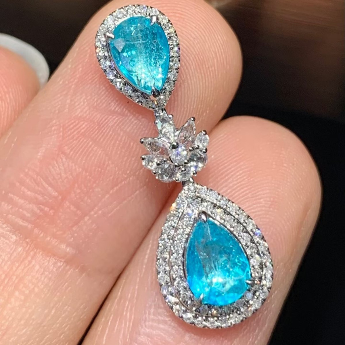Paraiba vitreous neon blue high quality gift jewelry wedding accessories jewelry Y1951