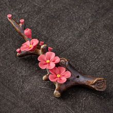 创意手工捏花线香插线香炉紫砂陶瓷手作腊梅笔托茶宠摆件装饰品