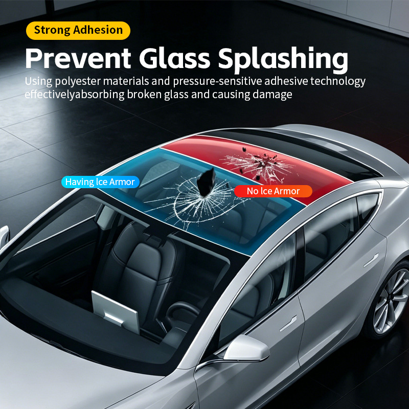 Cross-Border Exclusive Supply for 2020-2024 Model 3 Pre-Cut Tpu Sunroof Black Crystal Ice Armor Heat Insulation Film