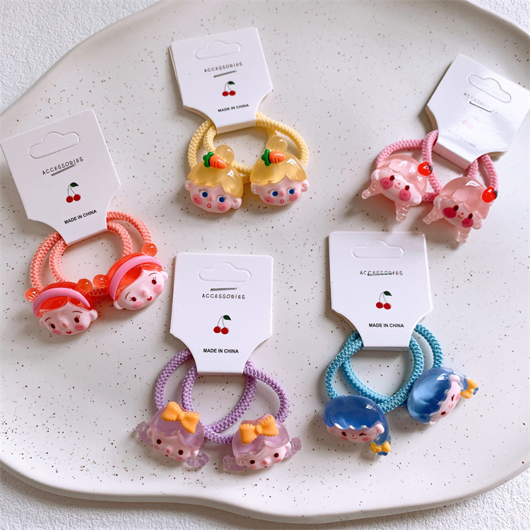 新款兒童果凍色卡通發圈可愛女童扎頭髮皮筋發繩寶寶對裝頭繩髮飾