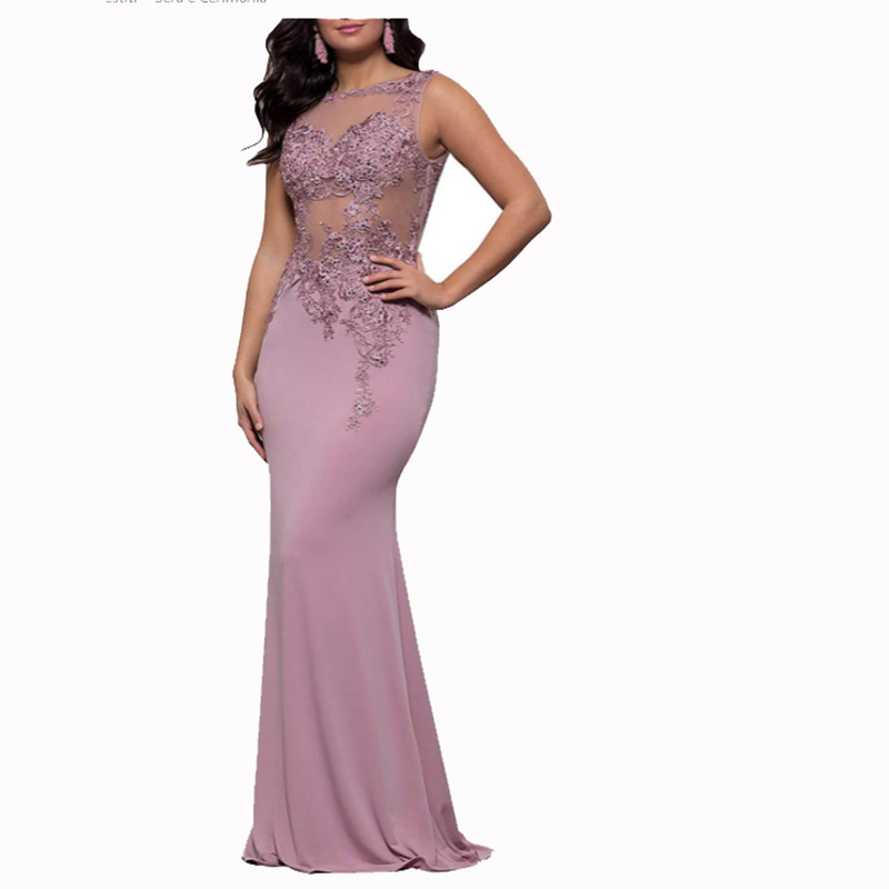 European and American Evening Dresses 2025 New Style Sexy Backless Long Plus Size Sleeveless See-Through Foreign Trade Prom Party Dress for Women European and American Evening Dresses 2025 New Style Sexy Backless Long Plus Size Sleeveless See-Through Foreign Trade Prom Party Dress for Women