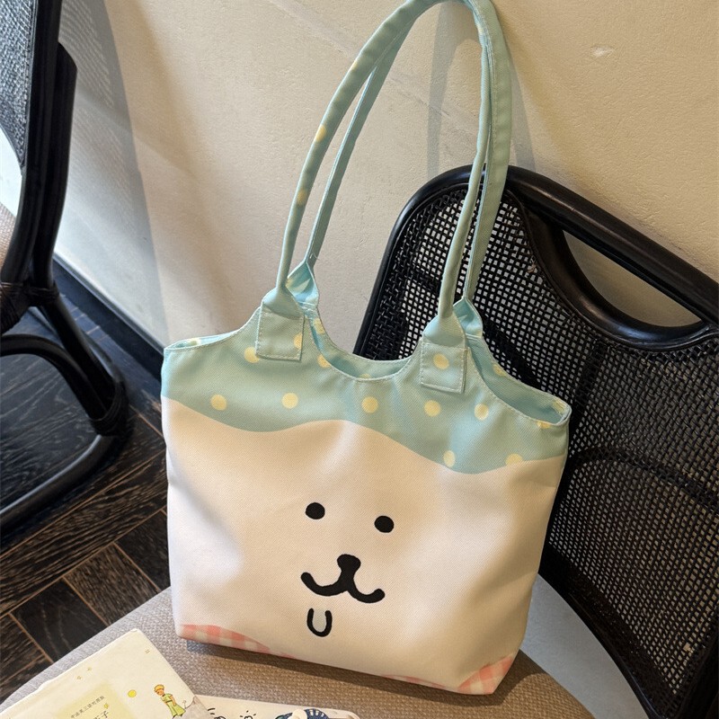 New Cute Large-Capacity Bag Women's Casual Shopping Bag College Student Class Canvas Bag Commuter Shoulder Handbag