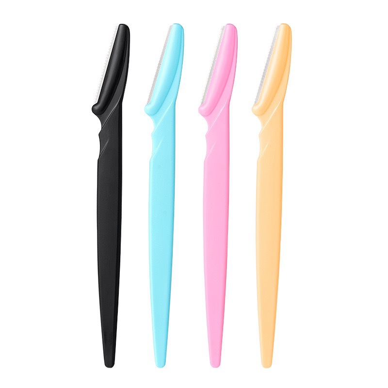 Maquinilla de afeitar simple para cejas con mango recto para principiantes, paquete de 3 con tarjeta de succión, segura para principiantes, herramienta de belleza portátil para mujeres.