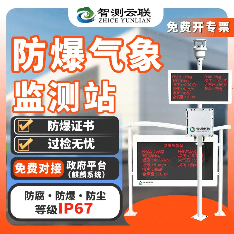 高精准防爆气象站超声波储罐区化工厂环境小型风速风向仪监测系统