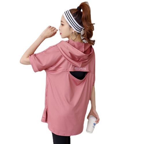 New yoga top large size short sleeve solid color beanie hoodie set of multiple items sports fitness clothing yoga wear set for women track and field attire