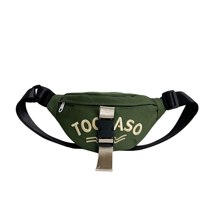 Riñonera para niños con letras de estilo occidental Versión coreana Bolsos de pecho para niños y niñas de moda fresca y popular Bolsos para niños de lona de moda nueva