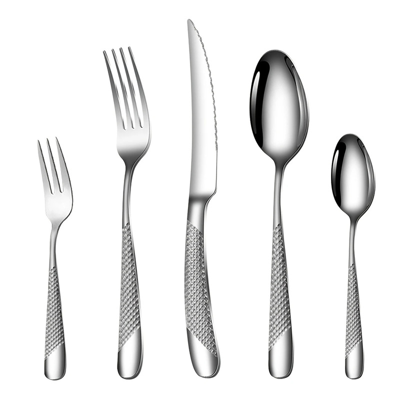 Cross-Border Amazon Star Diamond Stainless Steel Knife, Fork and Spoon Gift Box Set Party Steak Western Tableware 5-Piece Classic Set