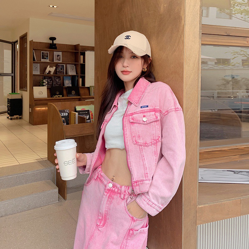 Real Shot Of Hot Girl Denim Suit For Women In Spring Style,Salt-style Outfit For Small People,High-end Two-piece Suit For The Street