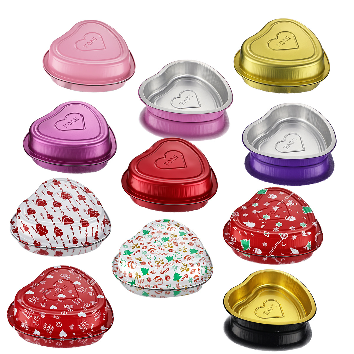 Source Manufacturer 670ml Heart-Shaped Disposable Aluminum Foil Box, Thickened and High Temperature Resistant, Special for Valentine's Day Baking Cake Trays