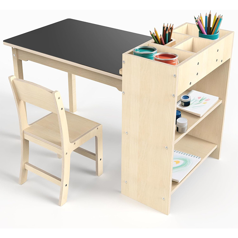 Children's Styling Combination Table Early Education Game Curved Table Learning Eating Table Stool Kindergarten Wooden Table and Chair Classroom