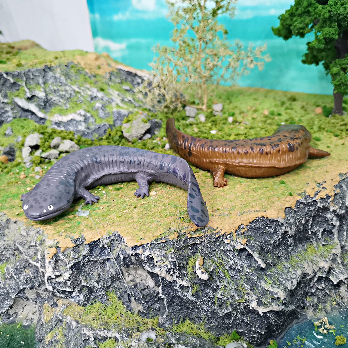 跨境仿真遠古兩棲動物模型兒童認知活化石山椒魚娃娃魚大鯢擺件