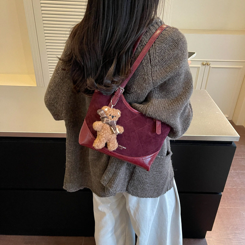 Túi tote nữ cỡ lớn dáng shopping, đeo vai và kẹp nách, chất liệu PU mềm, phong cách hiện đại — Màu cà phê Không có mặt dây chuyền, Màu nâu không có mặt dây chuyền, Rượu đỏ không có mặt dây chuyền, Đen không có mặt dây chuyền chi tiết 18