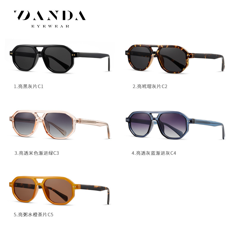 Nuevas gafas de sol de hoja S31119 Gafas de sol polarizadas de doble viga retro de moda Gafas de sol de protección solar para conducción al aire libre