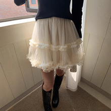 诠释美 NEWOPEN 25冬韩国俏皮减龄梦幻重工百搭公主纱纱短裙F6881