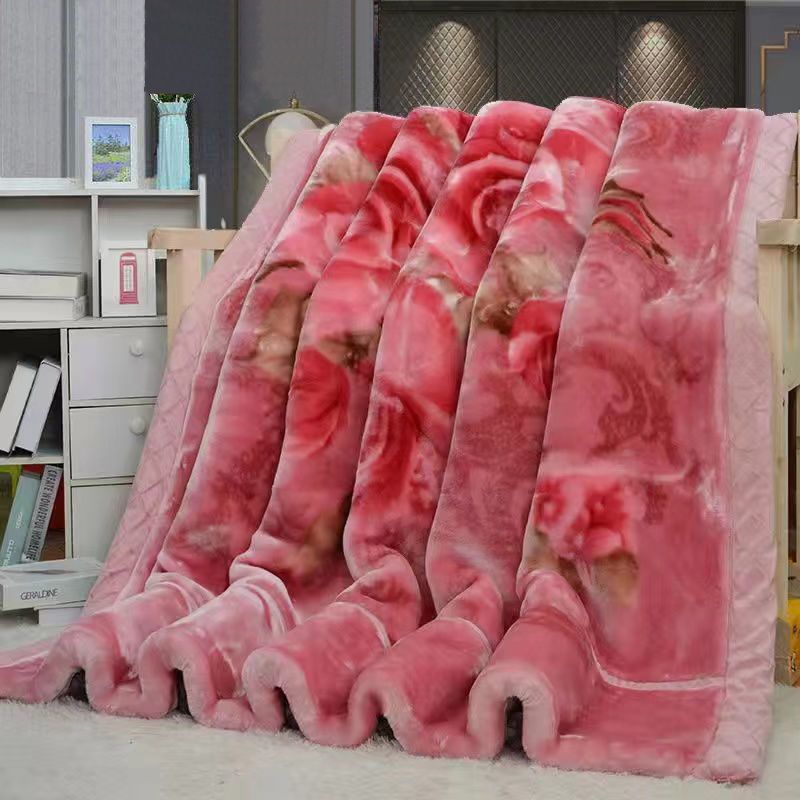 더블 레이어 두꺼운 겨울 라셀 웨딩 담요 퀼트 학생 기숙사 더블 담요 웨딩 담요 레드 담요