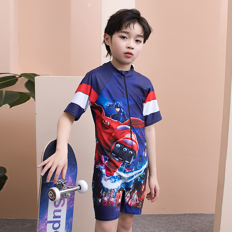 2021新款儿童泳衣男童中大童连体泳装卡通男孩潜水服沙滩温泉泳装