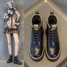清仓价50  中筒靴子小皮鞋休闲保暖防水六孔英伦风马丁靴女士棉鞋