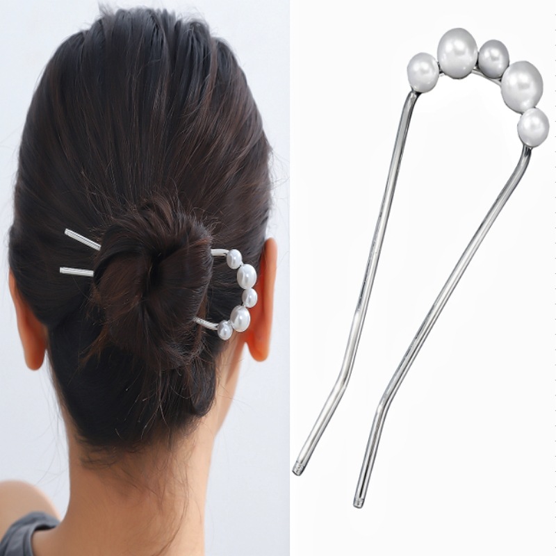 Red popularidad china en forma de U bandeja de pinzas de cabello artefacto de perlas de alto nivel antiguo pinzas de cabello pinzas de cabello adornamiento para mujeres