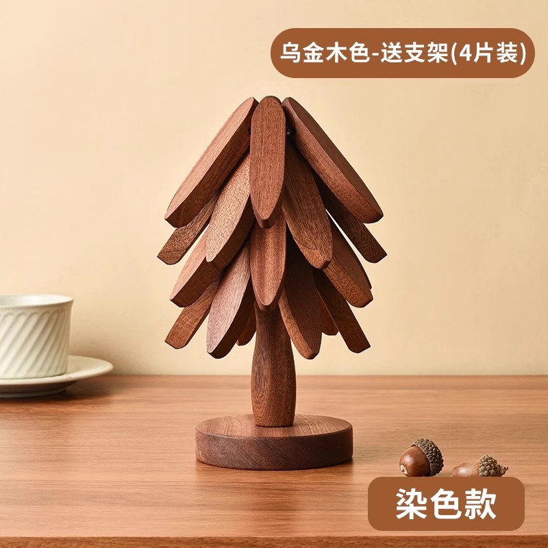 Alta sensación de árbol de Navidad almohadilla de aislamiento térmico decoración de mesa creativa un árbol de madera sólida antifalpa plegable almohadilla de tazas y platos