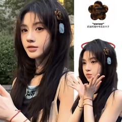 鞠婧祎同款豹纹花朵发夹女新款高级醋酸刘海夹侧边碎发夹发卡头饰