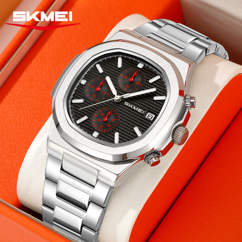 Momento de tres ojos seis agujas reloj de cuarzo para hombres nocturna multifuncional deportivo impermeable reloj de negocios fuente mayorista