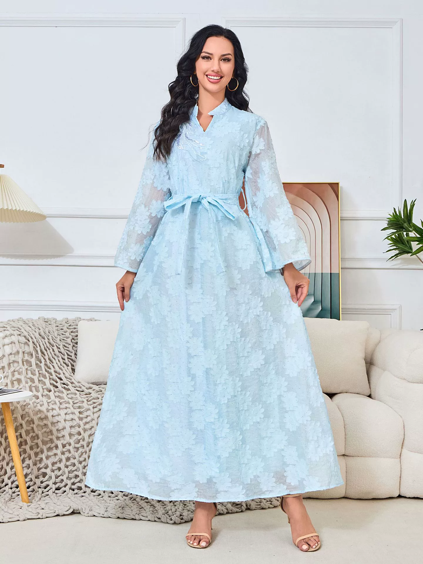 MT059 Европейский Jacquard Абаи: арабское мужское одеяние в элегантном национальном стиле