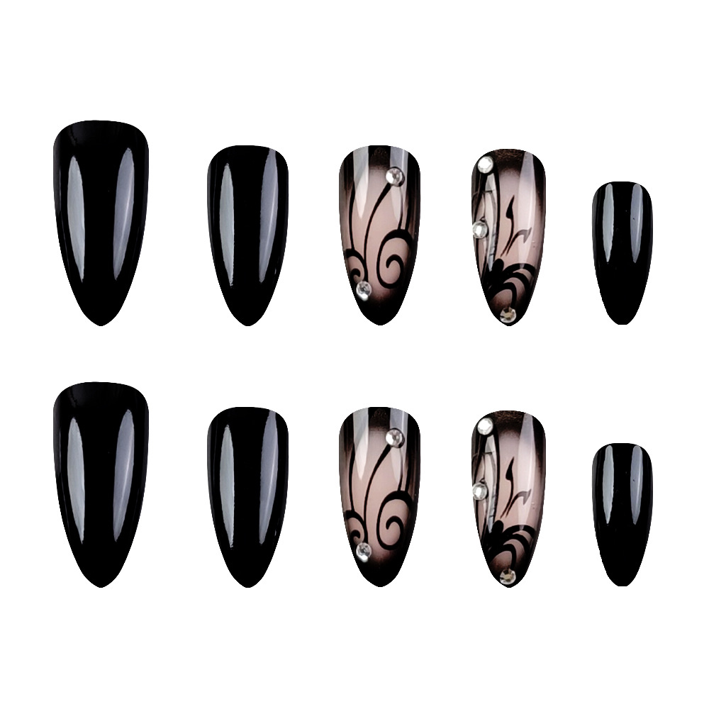 Comercio exterior oscuro vid diamante usar uñas 24 piezas calientes almendras uñas manicure blanqueamiento uñas falsas lotes mixtos