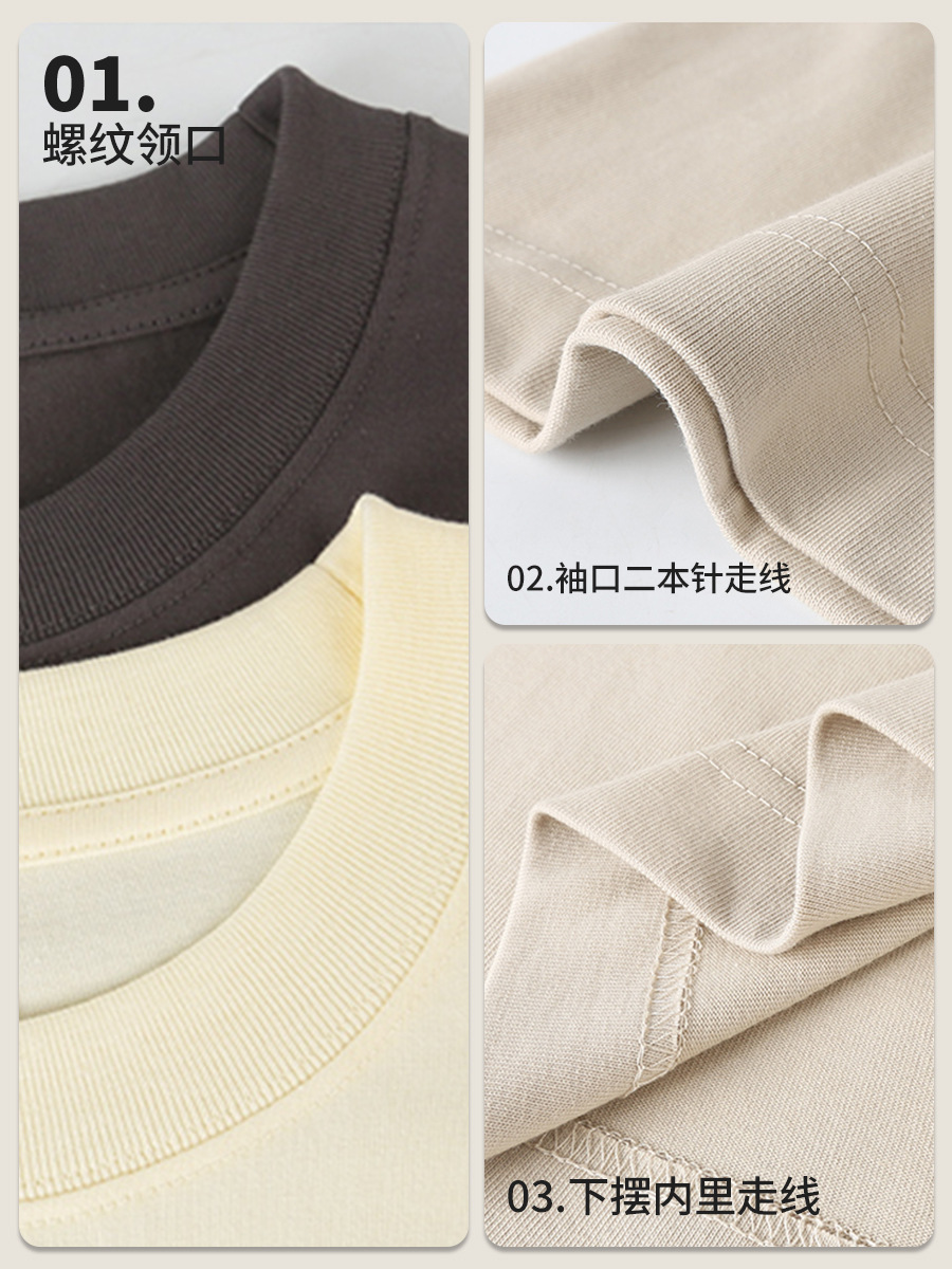 Camiseta transfronteriza 100% algodón europea y americana de gran tamaño para hombre, camiseta de color puro con cuello redondo suelto y manga corta pesada de 260G de marca de moda con hombros descubiertos