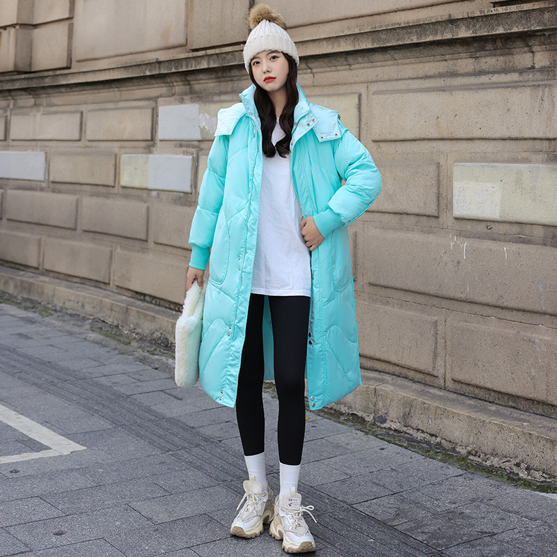 羽绒棉服女2022年秋冬新款中长款过膝情侣装双面穿加厚棉袄外套