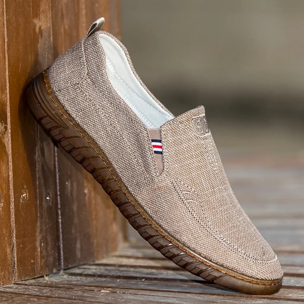 Primavera y otoño suela de tendón de res zapatos de tela viejos de Beijing zapatos de conducción zapatos de lino transpirables de un pie zapatos casuales resistentes al desgaste zapatos de hombre