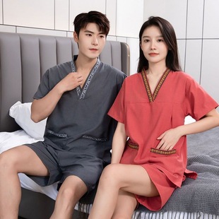 Jinbu Kang's New Sauna Suit for Men, Gongma Foot Massage for Couples, Women's Yukata Massage Home Pajamas, Large Size Bathing Temperature
