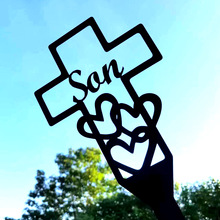 跨境亚马逊金属十字架纪念坟墓十字架装饰户外花园桩装饰