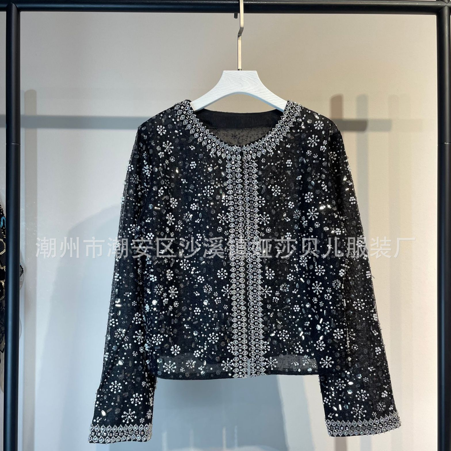 New Style Chanel-Inspired Autumn High-End Sequin Tweed Short Jacket Fashionable and Stylish with Beaded Sequins