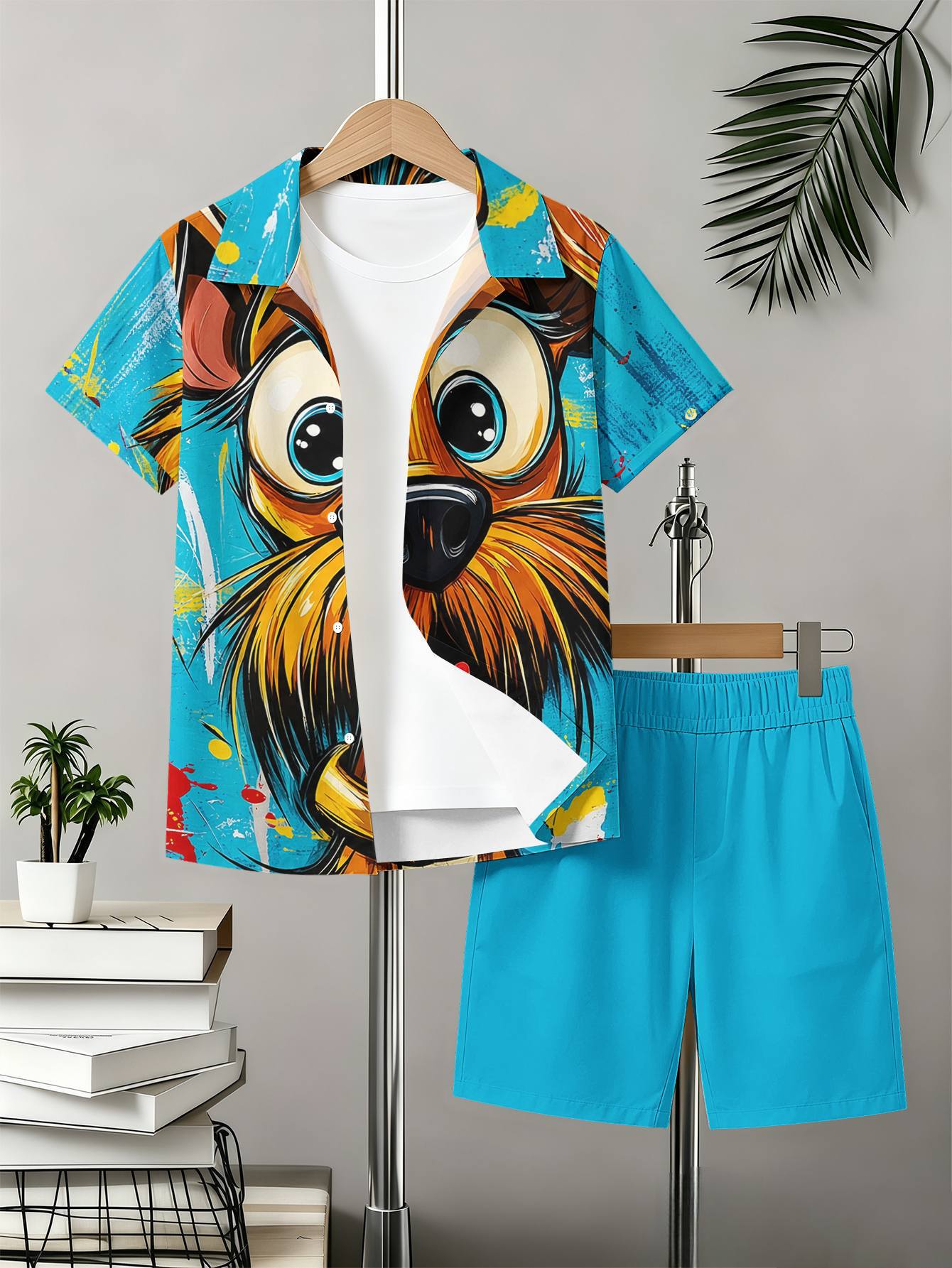 Boys Shirt And Shorts Set With 3d Printed Patterns For Summer_voghion.com
