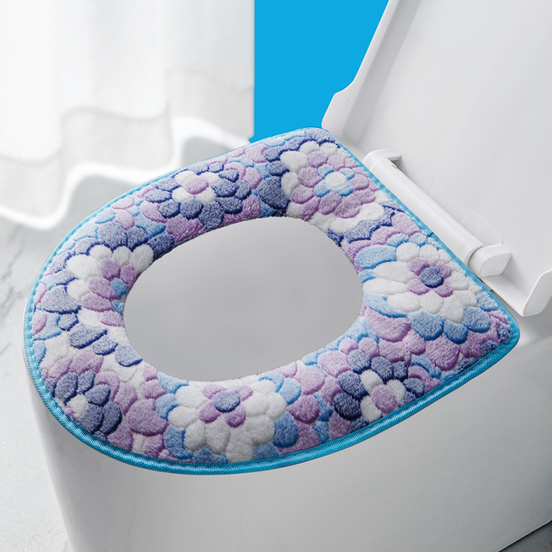 家庭用トイレマットのジッパーを厚くしてボタン式トイレマットの四季通用トイレ座布団を洗うことができる便座カバー|undefined