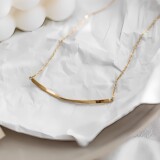 Южнокорейский товар, ожерелье, цепочка до ключиц из нержавеющей стали, геометричный аксессуар, золото 750 пробы