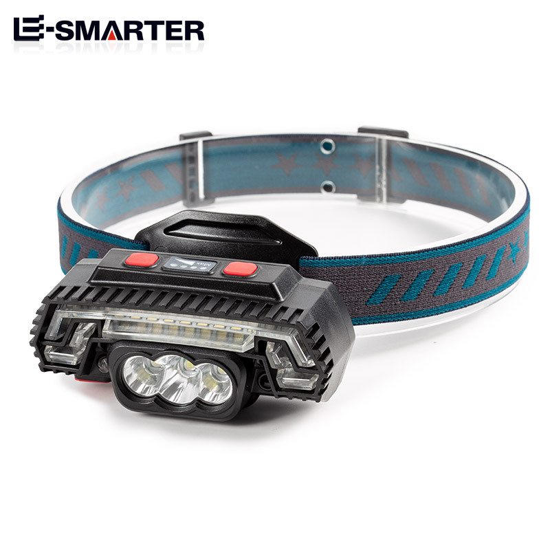 Transfronterizo nuevo LED linterna de luz fuerte mini multifunción lámpara de pesca lámpara de sensor inteligente de onda linterna montada en la cabeza