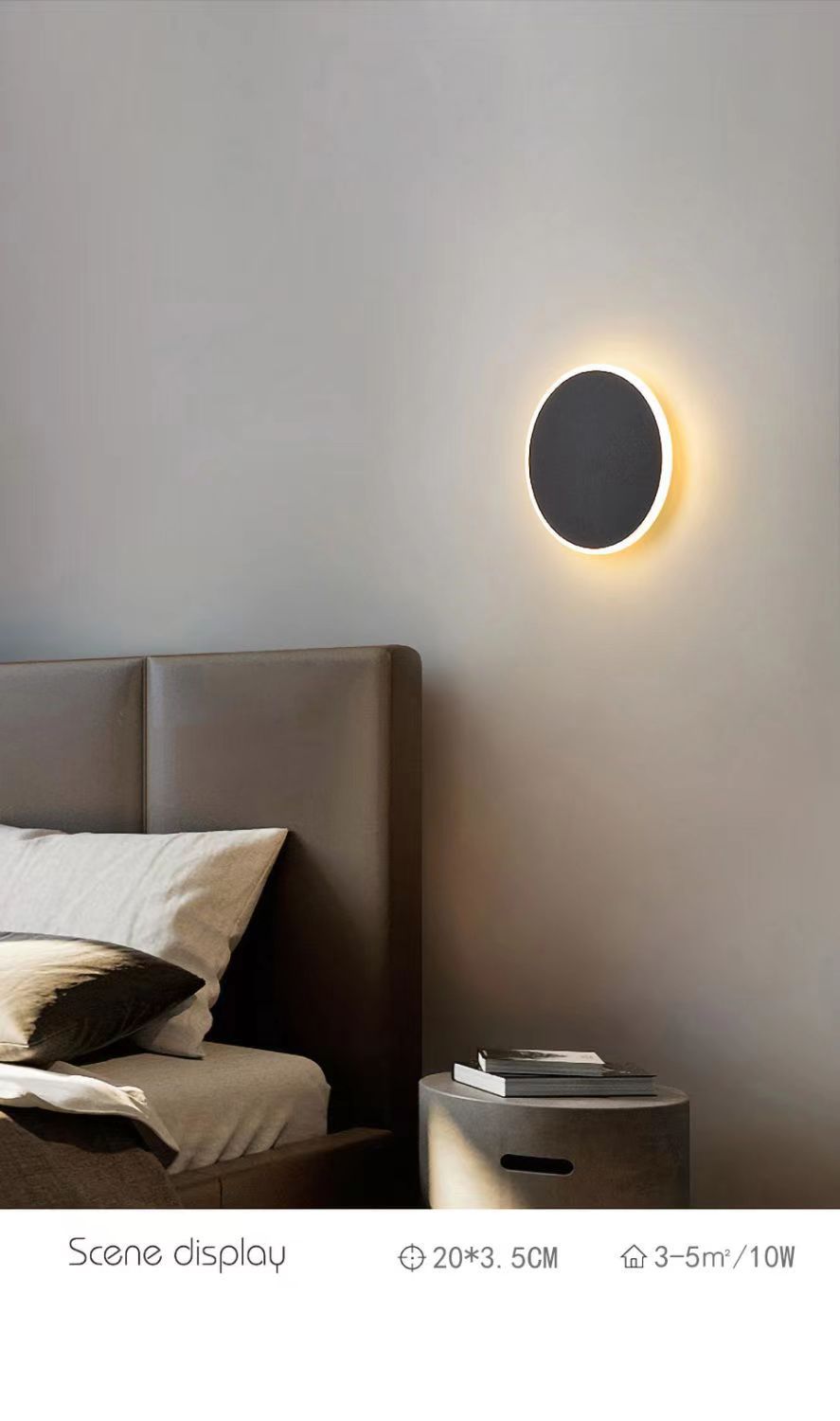 Lámpara de pared redonda de detección táctil moderna minimalista ultra delgada cabezal de cama estudio sala de comedor pasillo red lámpara de pared roja
