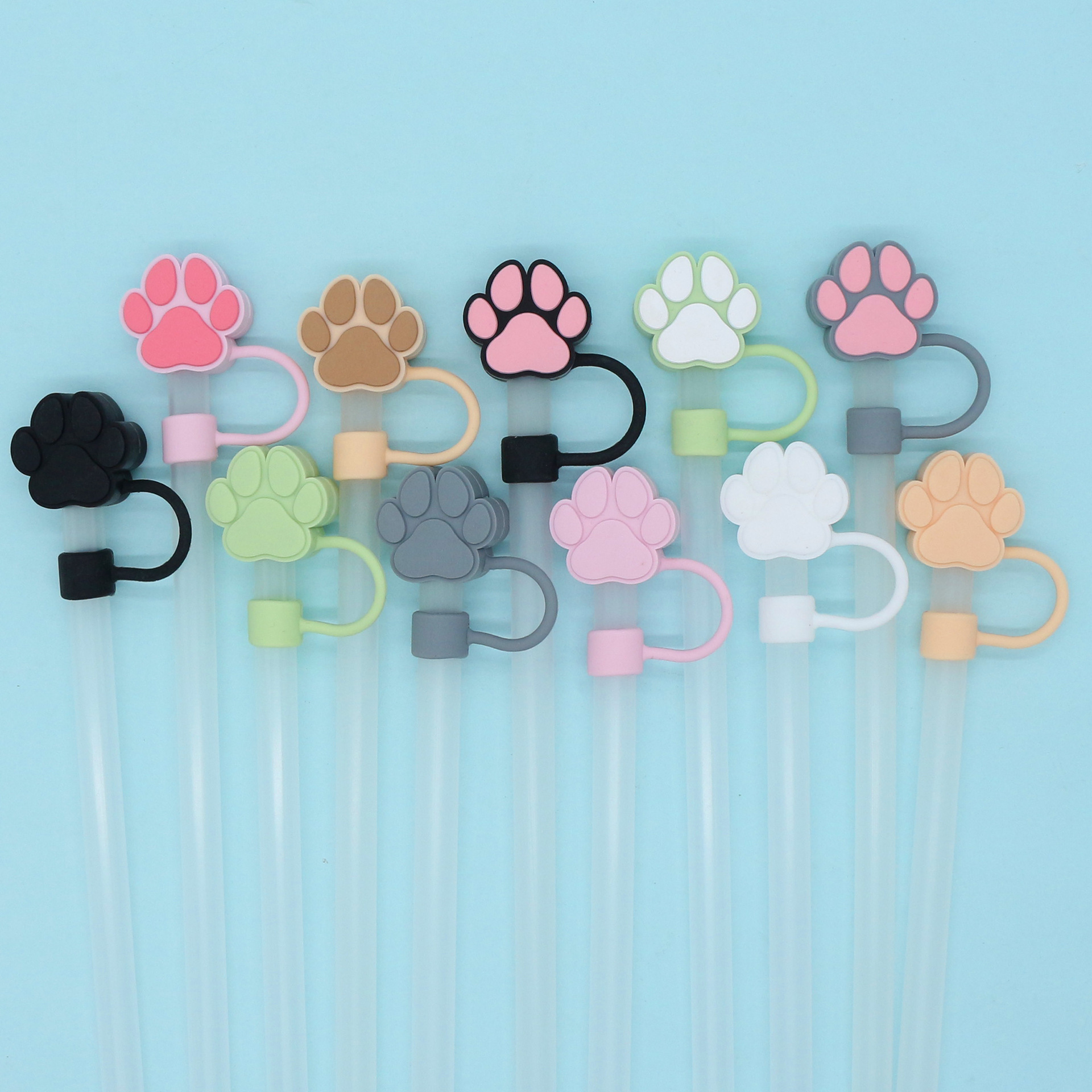 Spot transfronterizo Taza de agua Stanley Cubierta de pajita Tapón antipolvo Tapa de pajita de garra de gato de 10mm Tapón de pajita creativo de dibujos animados