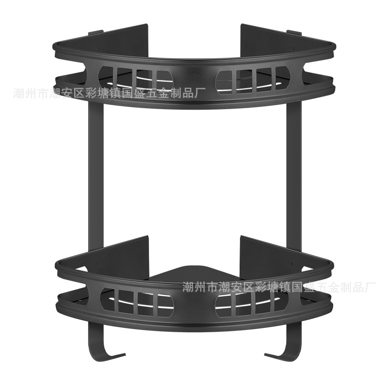 跨境壁挂太空铝浴室置物架卫生间亮黑灰三角篮厕所多层收纳三角架