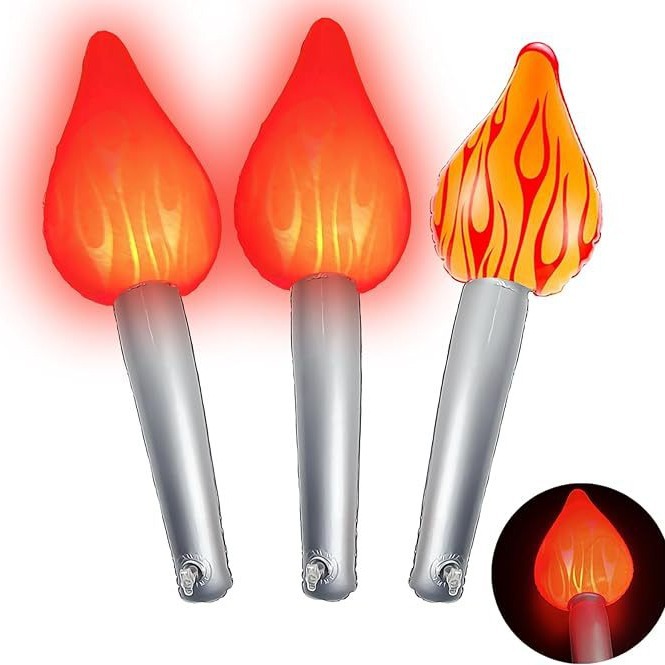 亚马逊充气火炬灯 运动会火焰加油棒PVC火把儿童助威舞台表演道具